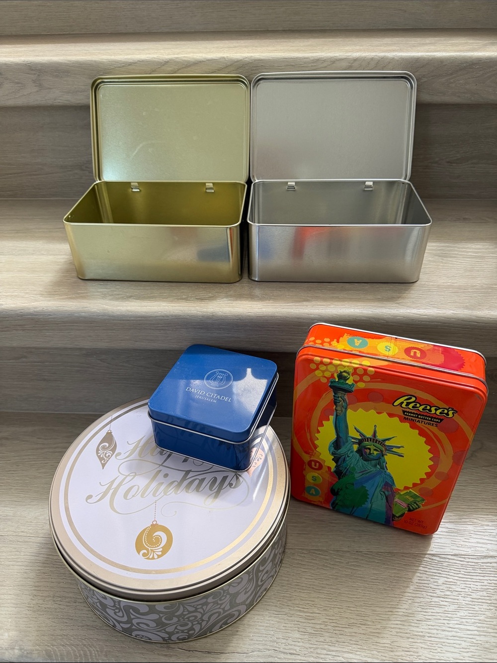 Set of 5 Decorative cookie Tin Box Collectible Home Accent